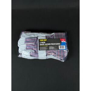 NEW 2-PAIR Firm Grip 55023 Size Large Suede Cowhide Leather Palm Denim Gloves